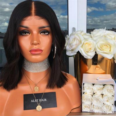 China Hot Selling 100% Middle Part Bob Haircut Silky Straight Wave Wavy Hair Wigs Medium Wig for sale