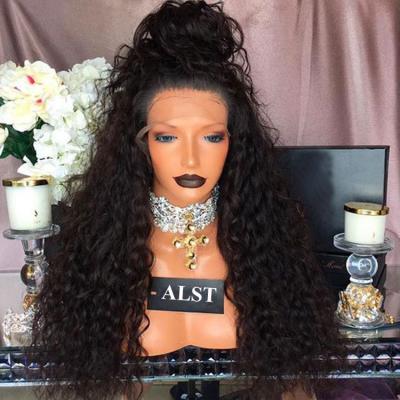 China Jerry Curl Hotsale 250% Hair Density Pre Plucked Brazilian Curly Virgin Hair Lace Front Wig for sale