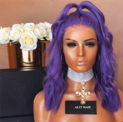 China Body Lead Wavy Colored Purple Wigs 100 Brazilian Virgin Hair Full Lace Wigs for sale