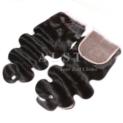 China Wholesale Cheap Virgin Brazilian Hair Piece Body Wave Swiss Free Middle Lace Closure With Baby Hair for sale