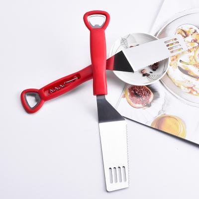 China Multifunctional Viable Pizza Tool Pizza Cutter Stainless Steel Cake Butter Shovel Steak Shovel With Bottle Opener for sale