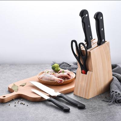 China Viable Factory Wholesale Plastic Handle 8 Piece Knife Set Stainless Steel Kitchen Knife Set With Wood Base for sale