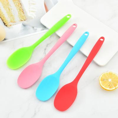 China Viable Factory Wholesale Kitchen Utensils Stick Color Silicone Heat Resistant Soup Spoon Non Cooking Spoon for sale