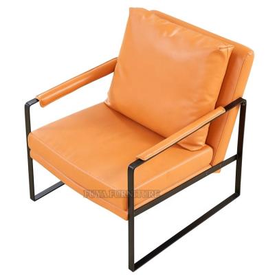 China Contemporary Modern Black Metal Frame Living Room Furniture Leather Top Grain Zara Chair for sale