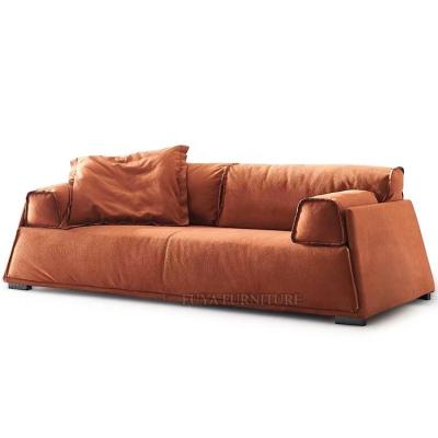 China Mid Century Modern Italian Modular Hotel Furniture Upholstery Top Grain Genuine Leather Sectional Sofa for sale