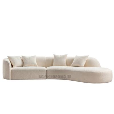 China Modern Design Modern Contemporary Living Room Furniture Curved Shaped Faux Shearling White Wool Sheepskin Sectional Sofa for sale