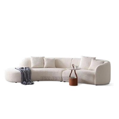 China Modern Italian Luxury Design Faux Fur Wool Mongolian White Living Room Curved Chesterfield Sectional Sofa for sale