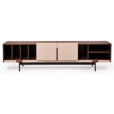 China Modern Contemporary Italian Design Living Room Furniture Cabinets Saddle Leather TV Stand Cabinet for sale