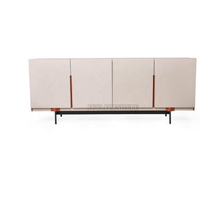 China Modern Living Room Furniture Saddle Leather Storage Sideboard Modern Luxury Cabinets for sale