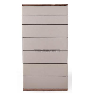 China Modern Modern Fidelio Notte High Drawer Chest Furniture Saddle Leather Bedroom Living Room Wardrobe for sale