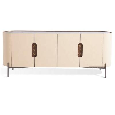 China (Size)Adjustable Modern Contemporary Design Living Room Storage Units Furniture Saddle Leather Cabinets Sideboard for sale