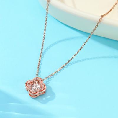 China Fashion Four Leaf Clover Diamond Stone Pendant Stainless Steel Gold Plated Diamond Four Leaf Clover Necklace for sale