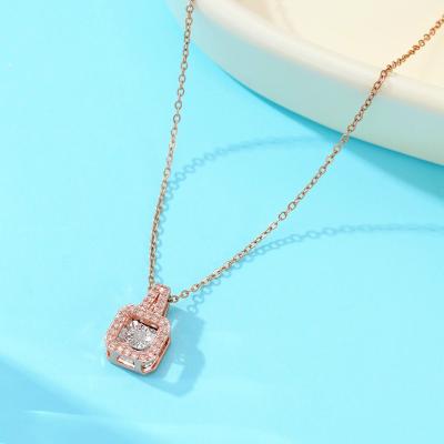 China Fashion Gold Plated Fashion Diamond Pendant 14K Women's Necklace Stylish Stainless Steel Jewelry for sale