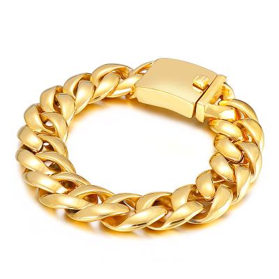 China Hiphop SDA Luxury Shiny Simply Stainless Steel High Polish Bracelet Hip Hop Casting Cuban Link Chains for sale