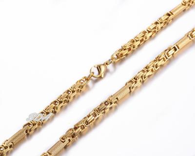 China Punk Chunky Gold Chain New Model Stainless Steel Byzantine Necklace Chain Wholesale Top Quality for sale