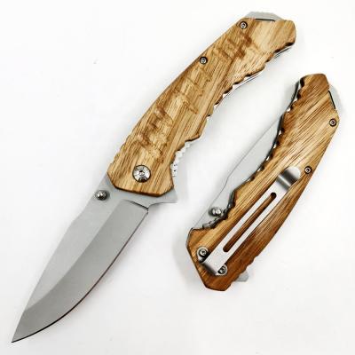 China 4.7 Inch Non-variable Zebra Wood Handle (PK-150ZW) Sandblasting Tanto Drop Point Blade Survival EDC Outdoor Camping Tactical Pocket Knife for sale