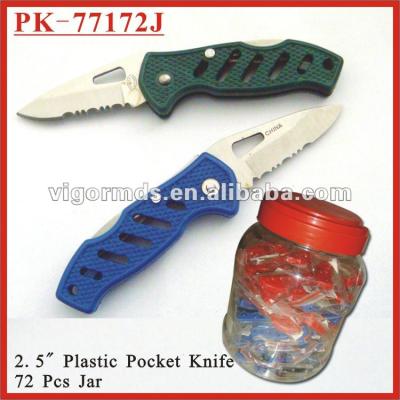 China 72Pcs Assorted Camping Knife (PK-77172J) Colorful Plastic Pocket Knife In Pot for sale