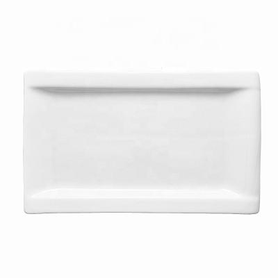 China New Design Sustainable China Style Rectangle Ceramic Hotel Uesd Serving Ceramic Dish for sale