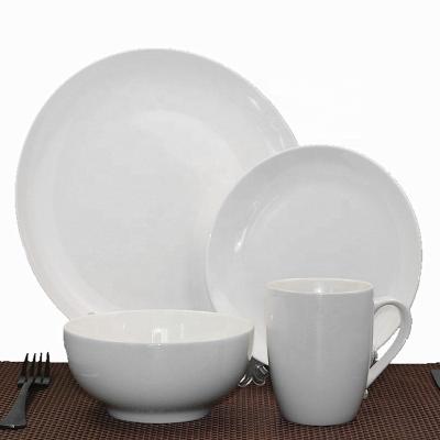 China Quality Sustainable Daily Use Classic JH Rehoboth White Porcelain Dinner Set 16 Pieces Serves 4 for sale