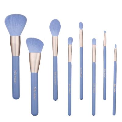 China Angular Blush Private Label 8Pcs Professional Wholesale Wooden Handle Synthetic Hair Make Up Cosmetic Makeup Brush Set for sale