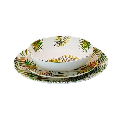 China Interesting And Durable Leaf Design Plants Dinnerware Set Melamine Plate Nordic Printing Dinnerware Set Interesting And Durable for sale