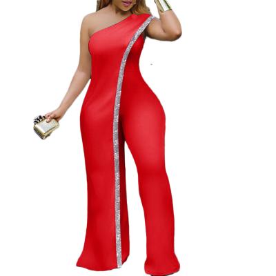 China One-Shoulder Right Side Plus Size African One Piece Romper Plus Size Fashion Jumpsuit For Women for sale