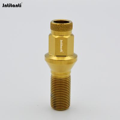 China Anti-theft Gold Color High Strength Anti-theft Bolt Gr.5 Wheel Hub Bolt Titanium Bolt For BMW for sale