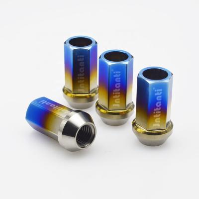 China Custom Gr5 Titanium Burnt Blue Gr.5 Titanium Lug Nut With Open End M12*1.25*40 for sale