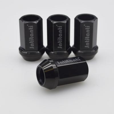 China Custom Gr5 Titanium Hex M12*1.25*35 Black Gr.5 Full Lug Nut With Open End for sale