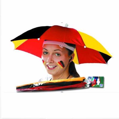 China Polyester Assured Quality Cheap Portable Hat Head Shape Logo Printing Head Umbrella Hat for sale