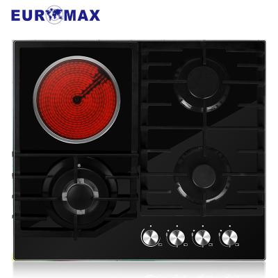 China High-efficiency domestic hotel tempered glass gas hob with 3 gas burners and 1 induction stove built-in burner hot sales for sale