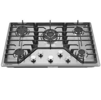 China Hotel design professional kitchen built in propane burner stainless steel panel cooktop for sale