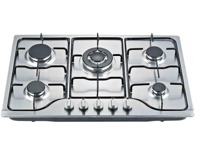 China Hotel Household 5 Burner Stainless Steel Build In Gas Hob For Kitchen for sale