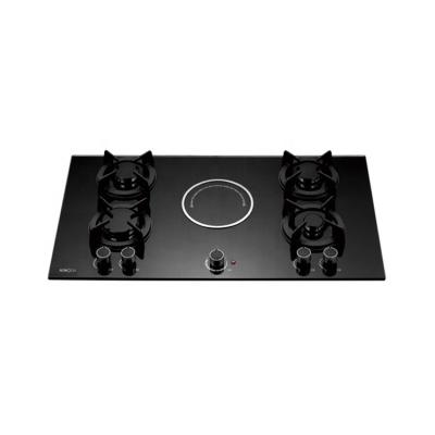 China Hotel Tempered Glass 5 Burners Gas Cooker And Hob Electric Stove Cooktop for sale