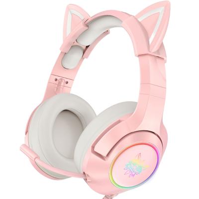 China RGB Light Up 7.1 Cat Ear Stereo Headphones Girls Cute Headset Gamer For Laptop RGB LED Light Up Headphones With Microphone for sale