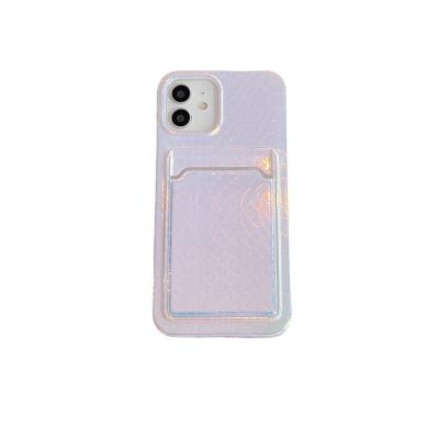 China Carbon Fiber Soft Cover Crocodile Laser Cards Case Shockproof Phone Case For iPhone13promax for sale