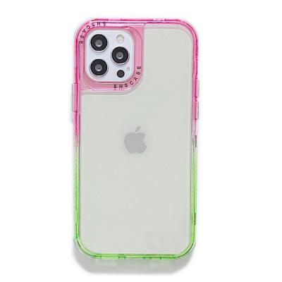 China Anti-drop 3 in 1 Transparent Gradient Phone Case For iPhone 13 12 Pro Max Clear Soft TPU Shockproof Back Cover for sale