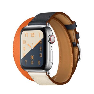 China Newest Water Resistant Dual Strap Watch Band Belt Wristband iWatch Genuine Leather Band for sale