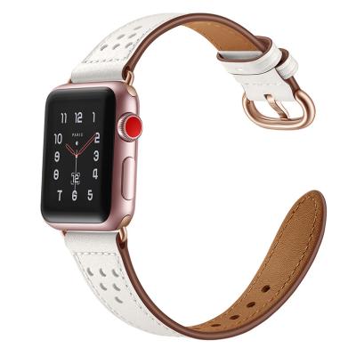 China Water Resistant Leather Strap For Apple Watch 4 Apple Watch Band 44mm/40mm 42mm 38mm 3 5 Se 6 Apple Watch Band Cowhide Watch Band Strap Belt 4 for sale