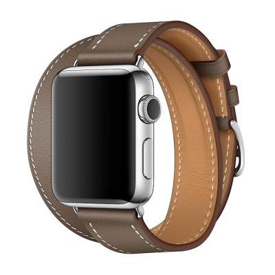 China Newest Water Resistant Double Extra Long Strap Watch Strap Belt Strap iWatch Genuine Leather Band for sale