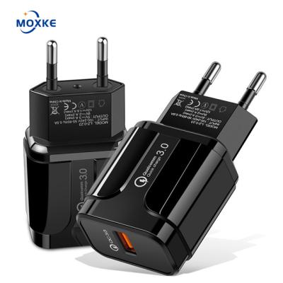 China Moxke Qc3.0 Fast Charging US Standard 18w Charging Head 3.0 Mobile Phone USB European Standard Charger 5v3a Mobile Phone Charger for sale