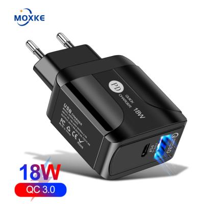 China Moxke Moxke Butterfly PD +QC3.0USB 18W Mobile Phone Charger Mobile Phone Fast Travel European American UK Standard Charger for sale