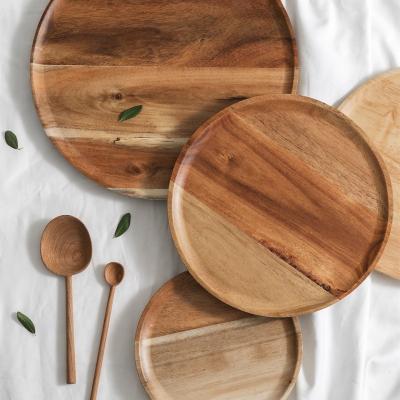 China Joy Tableware Antique Wood Plates Sustainable Steak Dish Wooden Charger Dish for sale