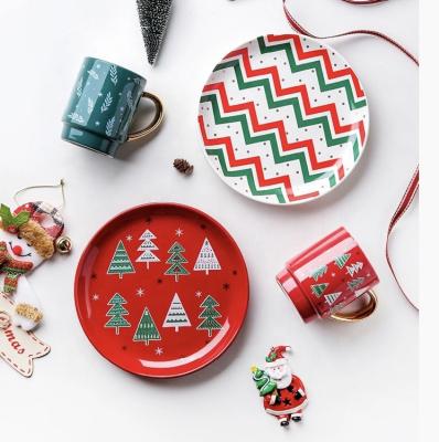 China Joy Tableware Colorful Ceramic Christmas Plates Viable Decorative Dishes for sale