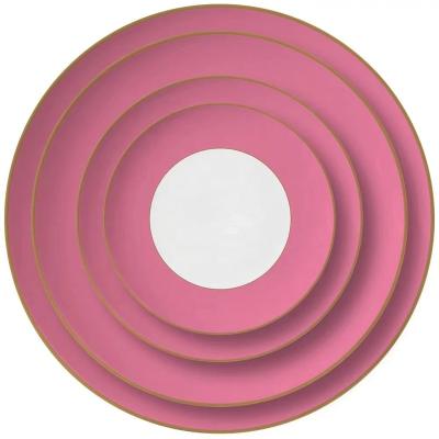 China Joy Tableware Matte Colorful Charger Viable Plates Ceramic Dishes With Gold Rim for sale