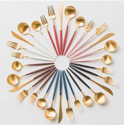 China Viable Wholesale Gold Cutlery Colored Stainless Steel Cutlery for sale