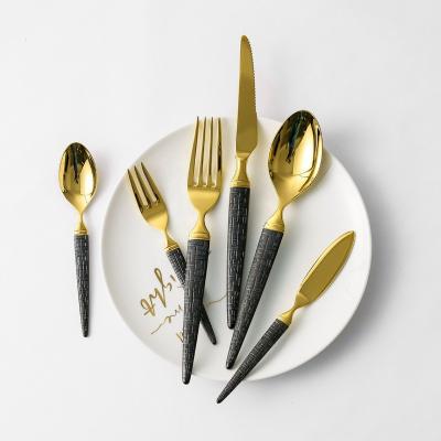 China Sustainable Joy Tableware Bulk Gold Flatware Black Flatware Cutlery Set Flatware for sale