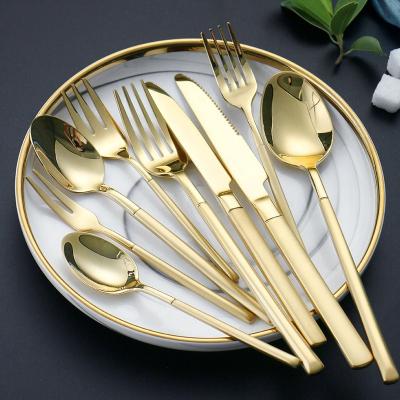 China Joy Tableware Matte Gold Flatware Viable to Wedding Knife Spoon Fork Set Gold Cutlery for sale