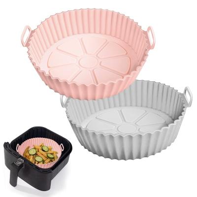 China Silicone 2 Pcs Air Fryer Silicone Liners Pot For Bowl Tray Oven 3-5 Quart Reusable Air Fryer Silicone Basket Cooking Accessories for sale