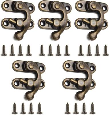 China 10PCS Small Antique Metal Lock Hook Curved Buckle Horn Lock Clasp Hook Gift Jewelry Box Padlock With Screw For Hardware for sale